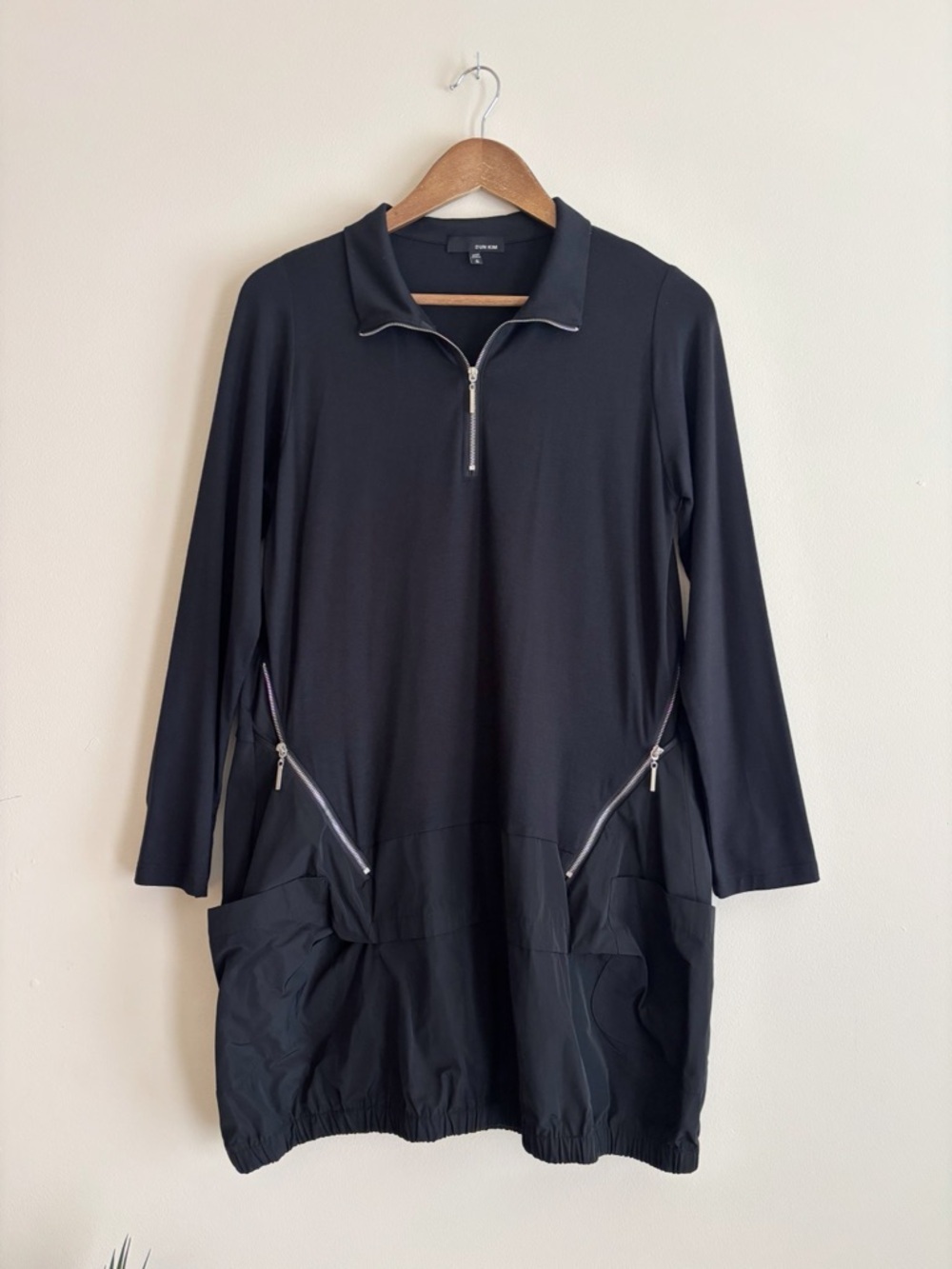 Sun Kim Black Bubble Hem Tunic Small NEW NWT Lagenlook